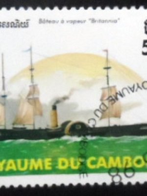 Selo postal do Camboja de 1998 Steamship Britannia NCC