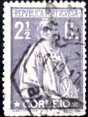Selo postal de Portugal de 1912 Ceres 2½ U x