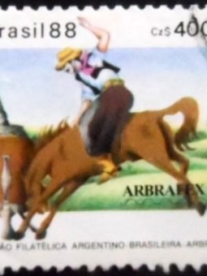 selo postal do Brasil de 1988 ARBRAFEX 88 U