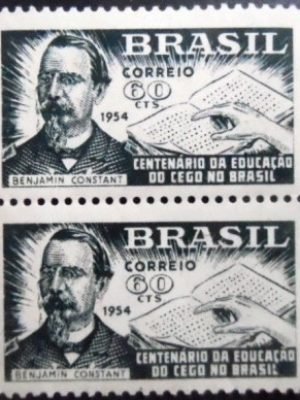 Par de selos postais do Brasil de 1954 Benjamin Constant M PR