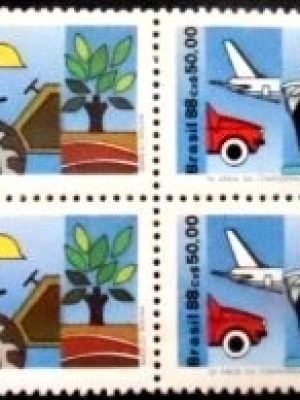 Quadra de selos postais do Brasil de 1988 CNI M QD