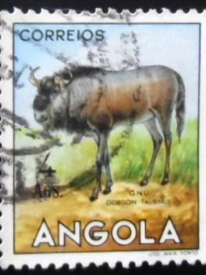 Selo postal de Angola de 1953 Blue Wildebeest U