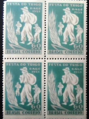 Quadra de selos postais do Brasil de 1951 Festa do Trigo M QD