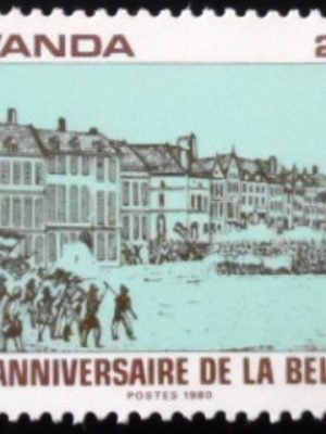 Selo postal de Ruanda de 1980 Scene from belgian independence war N