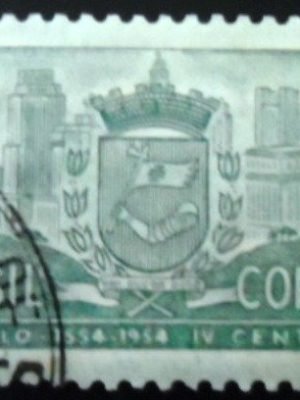 Selo postal do Brasil de 1954 Brasão de Armas SP Tintado MCC