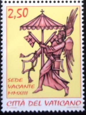 Selo postal do Vaticano de 2013 Angel with Coat of Arms of the Apostolic Chamber 2.50 M