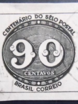 Selo postal do Brasil de 1943 Olho-de-Boi 90 U