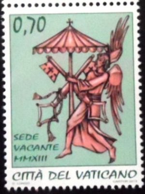 Selo postal do Vaticano de 2013 Angel with Coat of Arms of the Apostolic Chamber 70 M