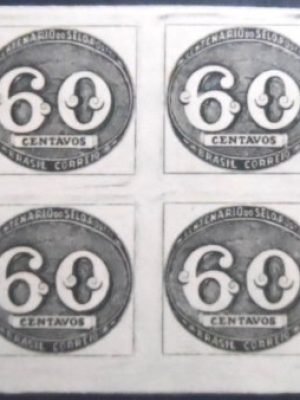 Quadra de selos postais do Brasil de 1943 Olho-de-boi 30 M QD