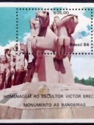Bloco postal do Brasil de 1984 Victor Brecheret N