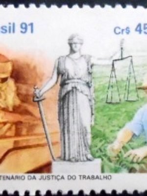 Selo postal do Brasil de 1991 Justiça do Trabalho M