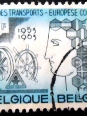 Selo postal da Bélgica de 1963 Allegory of European Means of Transport U