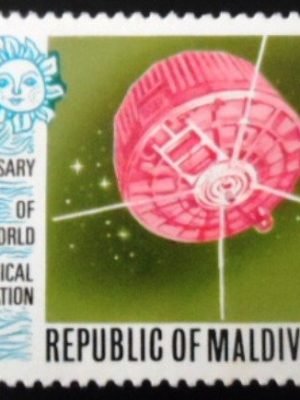 Selo postal das Maldivas de 1973 Tyros weather satellite N
