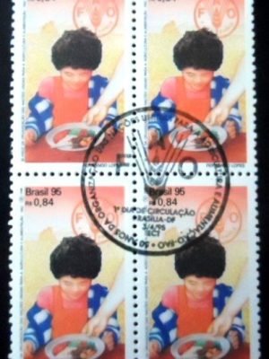 Quadra de selos postais do Brasil de 1995 FAO MCC QD