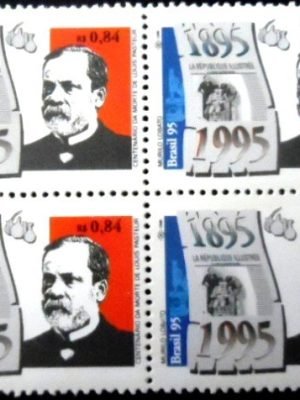 Quadra de selos postais do Brasil de 1995 Louis Pasteur M QD