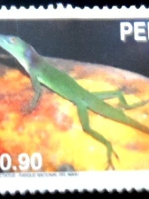 Selo postal do Peru de 1995 Spotted Anole U