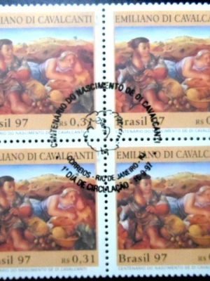 Quadra de selos postais do Brasil de 1997 Emiliano Di Cavalcanti M1C QD