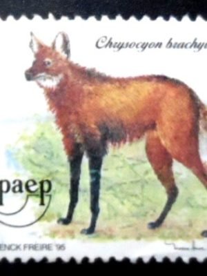 Selo postal do Uruguai de 1995 Maned Wolf U