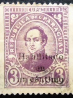 Selo postal do Paraguai de 1944 Centavo U