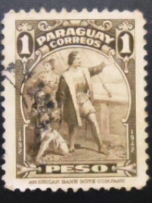 Selo postal do Paraguai de 1943 Christopher Columbus U