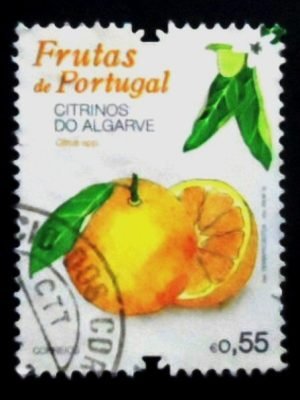 Selo postal de Portugal de 2015 Citrus sinensis U