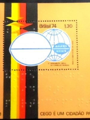 Bloco postal do Brasil de 1974 Bem estar do Cego M