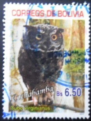 Selo postal da Bolívia de 2007 Great Horned Owl U