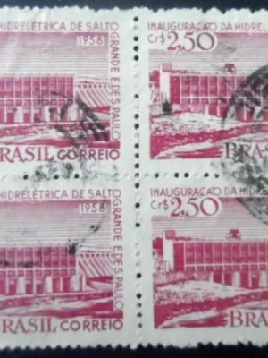 Quadra de selos postais do Brasil de 1958 Usina Salto Grande U