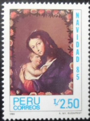 Selo postal do Peru de 1985 Virgin and Child M