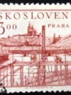 Selo postal da Tchecoslováquia de 1950 Šverma bridge U