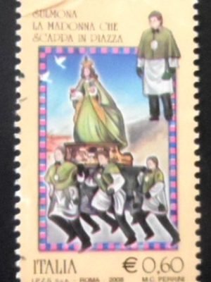 Selo postal da Itália de 2008 The Madonna Running in the Streets U