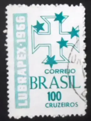 Selo postal do Brasil de 1966 1ª LUBRAPEX U