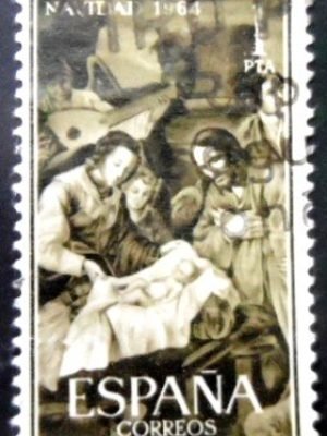 Selo postal da Espanha de 1964 Christmas 64 U