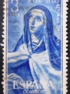 Selo postal da Espanha de 1962 Sta. Theresa by Velazquez U
