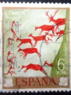 Selo postal da Espanha de 1967 Hunters And Deer Herd U