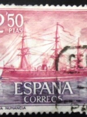 Selo postal da Espanha de 1964 Frigate Numancia U