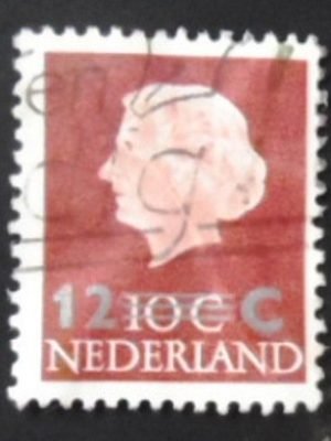 Selo postal da Holanda de 1958 Queen Juliana 12 U