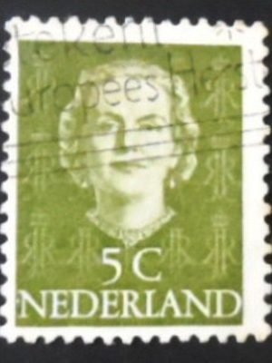 Selo postal da Holanda de 1949 Queen Juliana 5 U