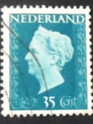 Selo postal da Holanda de 1947 Queen Wilhelmina 35 U