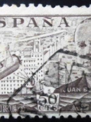 Selo postal da Espanha de 1939 Juan de la Cierva e Codorníu 50 U