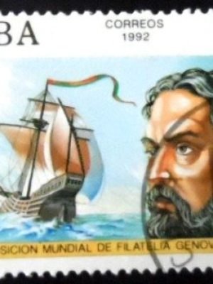 Selo postal de Cuba de 1992 Alonso de Ojeda U