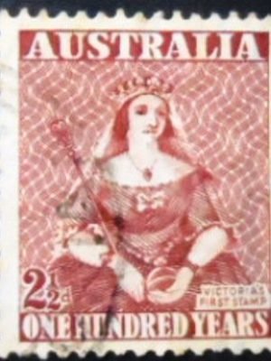 Selo postal da Austrália de 1950 First Victoria stamp 2½
