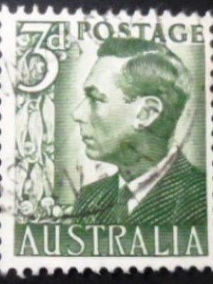Selo postal da Austrália de 1951 King George VI 3d U