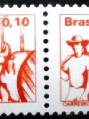 Par de selos postais do Brasil de 1979 Carreiro M PR