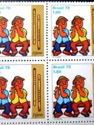 Quadra de selos postais do Brasil de 1978 Tocadores de Pífaros M QD