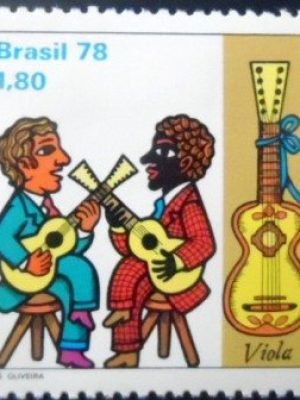 Selo postal do Brasil de 1978 Tocadores de Viola N