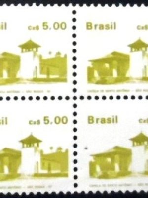 Quadra de selos postais do Brasil de 1987 Capela Santo Antonio N QD