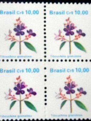 Quadra de selos postais do Brasil de 1990 Quaresmeira M QD