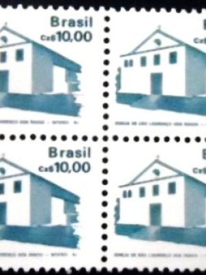 Quadra de selos postais do Brasil de 1987 Igreja S. Lourenço Índios M QD