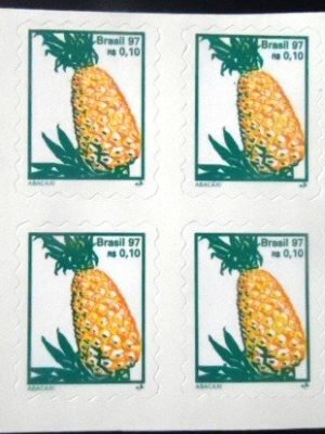 Quadra de selos postais do Brasil de 1998 Abacaxi M QD